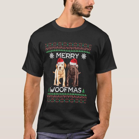 Labrador Christmas Ugly Gelbe Labrador Chocolate L T-Shirt (Vorderseite)