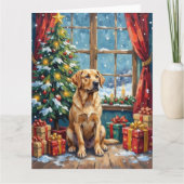 Labrador Christmas Under The Tree Karte (Vorderseite)