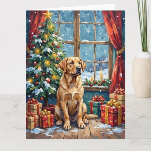 Labrador Christmas Under The Tree Karte (Vorderseite)