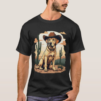 Labrador Cowboy Hut Kaktus Wüste Lustiger Lab Hund T-Shirt