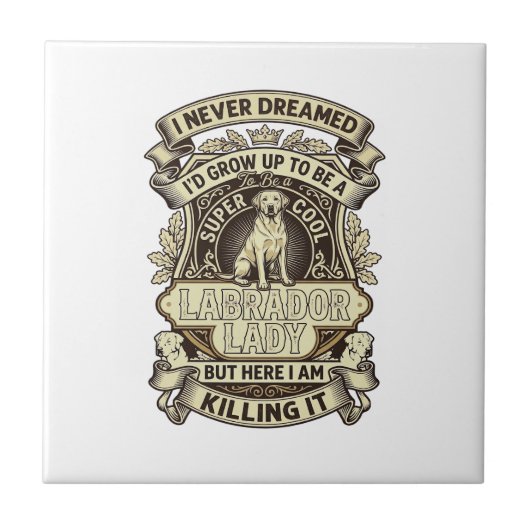 Labrador-Dame-Hund-Kronenschild_1 Fliese (Vorderseite)