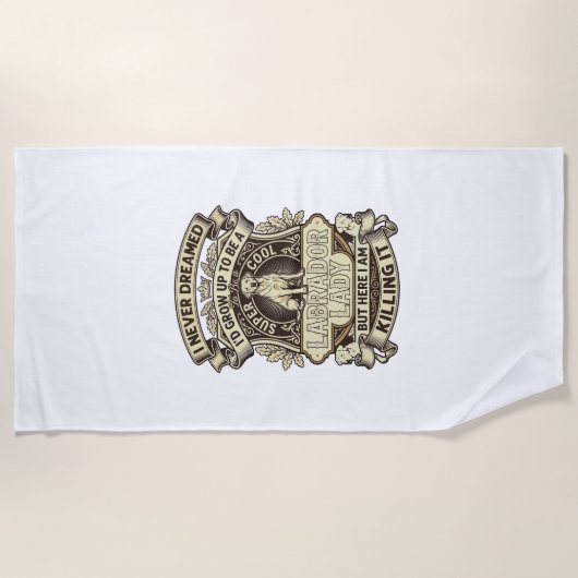 Labrador-Dame-Hund-Kronenschild_1 Strandtuch (Vorderseite)