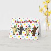 Labrador Dancing Birthday Party Karte (Gelbe Blume)