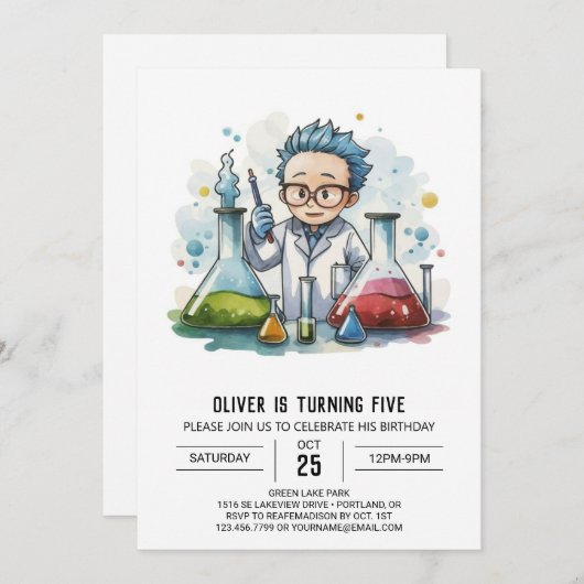 Labrador Discovery Scientist für Kinder zum Geburt Einladung (Vorne/Hinten)