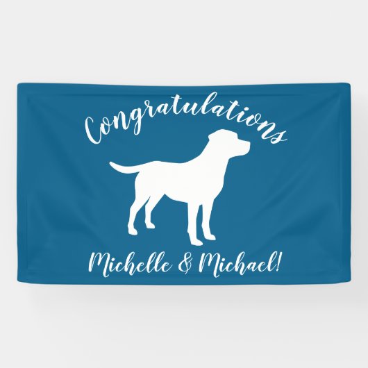 Labrador Dog Baby Shower Blue Boy Labrador Banner (Horizontal)