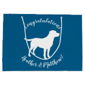 Labrador Dog Baby Shower Blue Boy Labrador Große Geschenktüte (Rückseite)