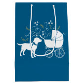 Labrador Dog Baby Shower Blue Boy Labrador Mittlere Geschenktüte (Rückseite)