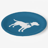 Labrador Dog Baby Shower Blue Boy Labrador Pappteller (Schrägansicht)