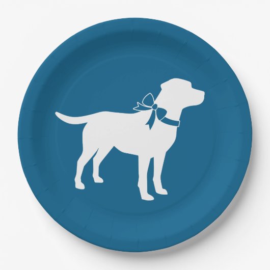 Labrador Dog Baby Shower Blue Boy Labrador Pappteller (Vorderseite)