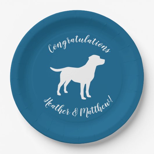 Labrador Dog Baby Shower Blue Boy Labrador Pappteller (Vorderseite)