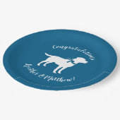 Labrador Dog Baby Shower Blue Boy Labrador Pappteller (Schrägansicht)