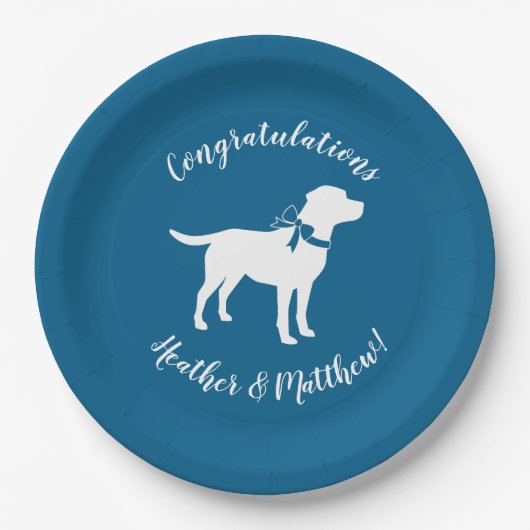 Labrador Dog Baby Shower Blue Boy Labrador Pappteller (Vorderseite)