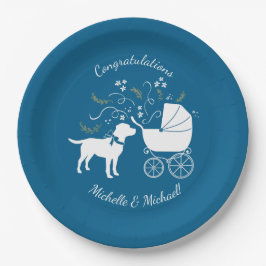 Labrador Dog Baby Shower Blue Boy Labrador Pappteller