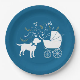 Labrador Dog Baby Shower Blue Boy Labrador Pappteller
