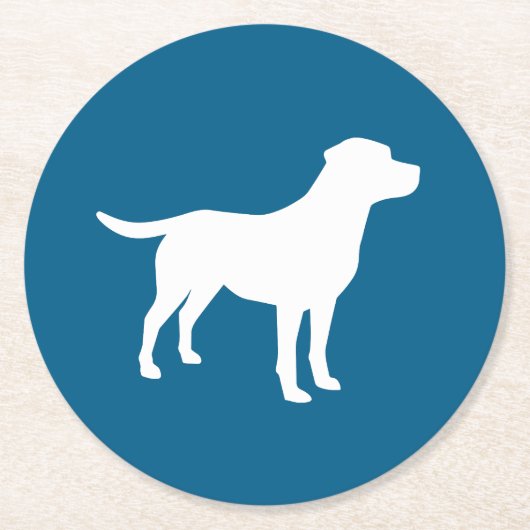 Labrador Dog Baby Shower Blue Boy Labrador Runder Pappuntersetzer (Vorderseite)