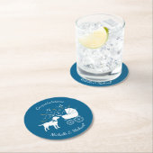 Labrador Dog Baby Shower Blue Boy Labrador Runder Pappuntersetzer (Vor Ort)