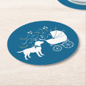 Labrador Dog Baby Shower Blue Boy Labrador Runder Pappuntersetzer (Angewinkelt)