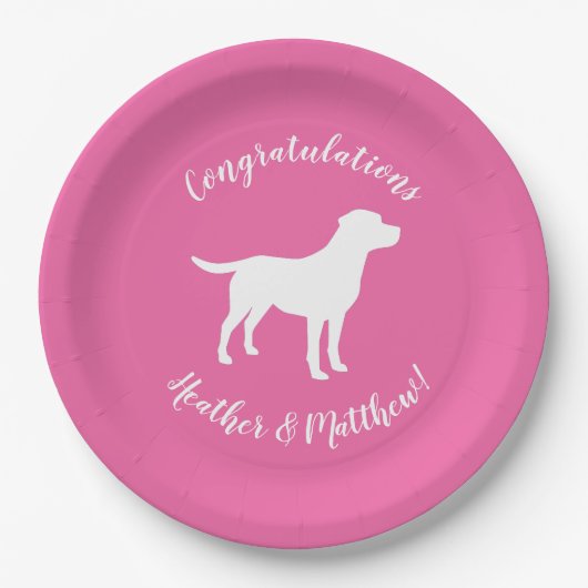 Labrador Dog Baby Shower Girl Labrador Pink Pappteller (Vorderseite)