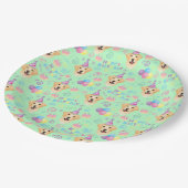 Labrador Dog Birthday Party Paper Plates in Green Pappteller (Schrägansicht)