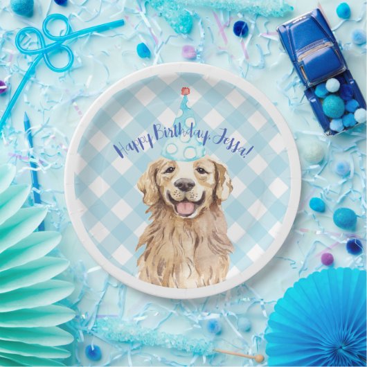Labrador Dog Birthday Party Personalisiert Plate G Pappteller (Party)
