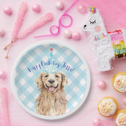Labrador Dog Birthday Party Personalisiert Plate G Pappteller (Party)