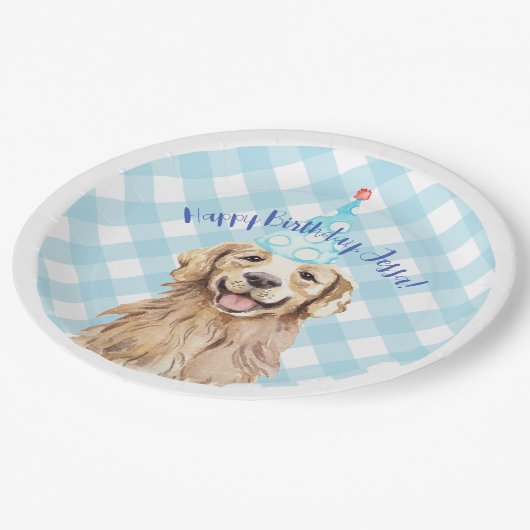 Labrador Dog Birthday Party Personalisiert Plate G Pappteller (Schrägansicht)