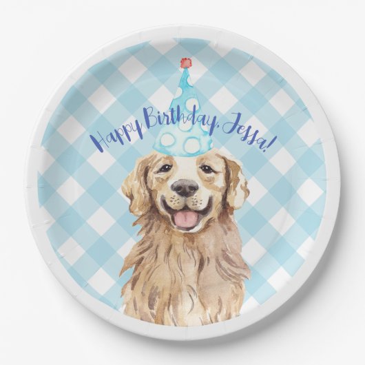 Labrador Dog Birthday Party Personalisiert Plate G Pappteller (Vorderseite)