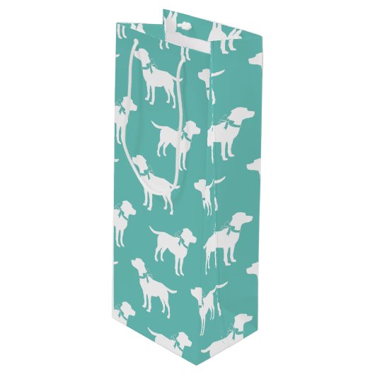 Labrador Dog Black Lab Welppy Geschenktüte Für Weinflaschen (Vorderseite Schrägansicht)