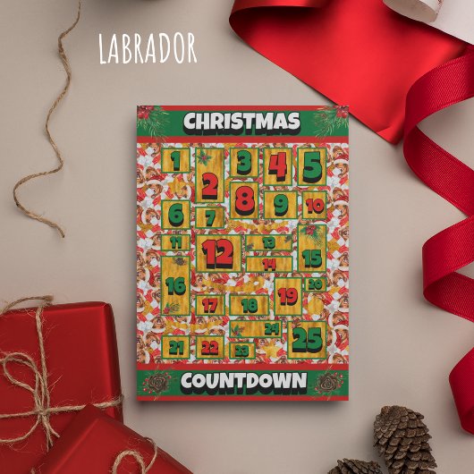 Labrador Dog Countdown Weihnachtskalender Feiertagskarte