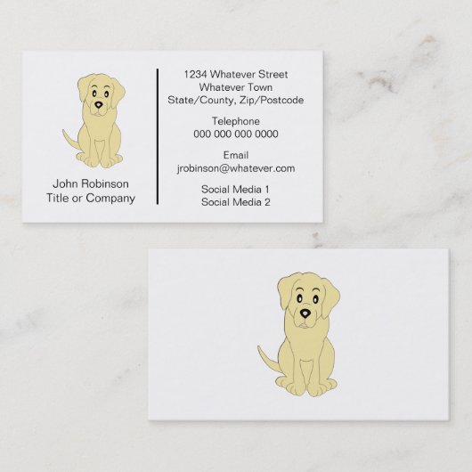 Labrador Dog Design Boarding Kennels Visitenkarte (Vorne/Hinten)