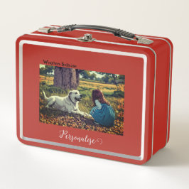 Labrador Dog Girl Woodland Woofter Pet Suitcase Metall Brotdose