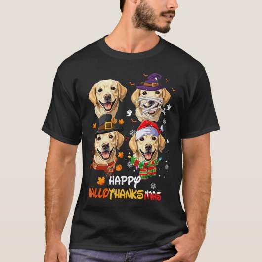 Labrador Dog Hallothanksmas Halloween-Erntedank T-Shirt (Vorderseite)