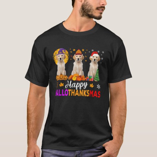 Labrador Dog Halloween Christmas Hallothanksmas T-Shirt (Vorderseite)