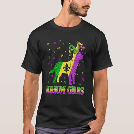 Labrador Dog Mardi Gras Carnival Jester Beads T-Shirt (Vorderseite)