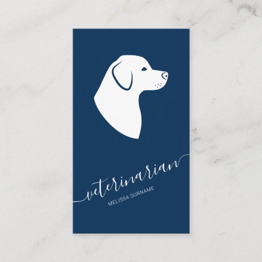 Labrador Dog Minimalistischer Tierarzt Blue Visitenkarte (Vorderseite)