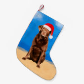 Labrador Dog on Beach Christmas Hat Kleiner Weihnachtsstrumpf (Vorderansicht (hängend))