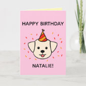 Labrador Dog | Orange & Red Birthday geklappt Karte (Vorderseite)