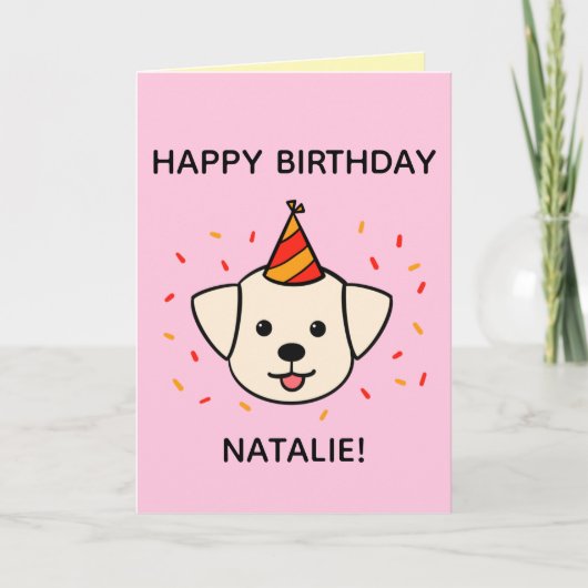 Labrador Dog | Orange & Red Birthday geklappt Karte (Vorderseite)