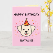 Labrador Dog | Orange & Red Birthday geklappt Karte (Gelbe Blume)