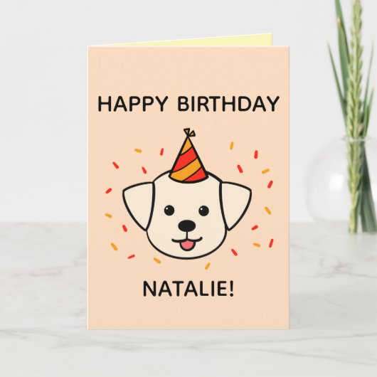 Labrador Dog | Orange & Red Birthday geklappt Karte (Vorderseite)