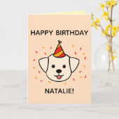 Labrador Dog | Orange & Red Birthday geklappt Karte (Gelbe Blume)