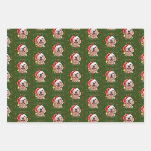 Labrador Dog Pattern Weihnachten Geschenkpapier Set (Vorderseite 3)