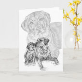 Labrador Dog & Puppy Zeichnend von Kelli Swan Karte (Gelbe Blume)
