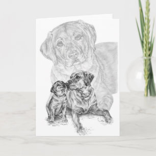 Labrador Dog & Puppy Zeichnend von Kelli Swan Karte