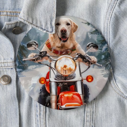 Labrador Dog Riding Motorrad Weihnachten Button (Beispiel)