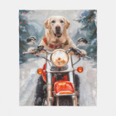 Labrador Dog Riding Motorrad Weihnachten Fleecedecke (Vorderseite)