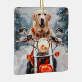 Labrador Dog Riding Motorrad Weihnachten Keramikornament (Rechts)