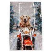 Labrador Dog Riding Motorrad Weihnachten Mittlere Geschenktüte (Rückseite)