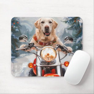 Labrador Dog Riding Motorrad Weihnachten Mousepad