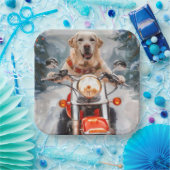 Labrador Dog Riding Motorrad Weihnachten Pappteller (Party)